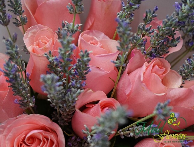 Bouquet with roses and lavender photo